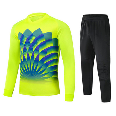Fiúk Futball Kapusruha Futball Egyenruha Hosszú ujjú Szivacsbetét Felső Nadrág Foci Kapus Foci Sport Edzés Sportruházat
