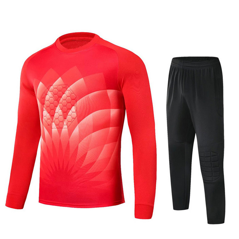 Fiúk Futball Kapusruha Futball Egyenruha Hosszú ujjú Szivacsbetét Felső Nadrág Foci Kapus Foci Sport Edzés Sportruházat