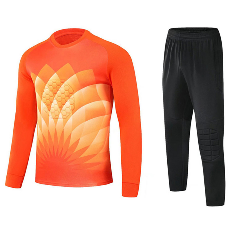 Fiúk Futball Kapusruha Futball Egyenruha Hosszú ujjú Szivacsbetét Felső Nadrág Foci Kapus Foci Sport Edzés Sportruházat