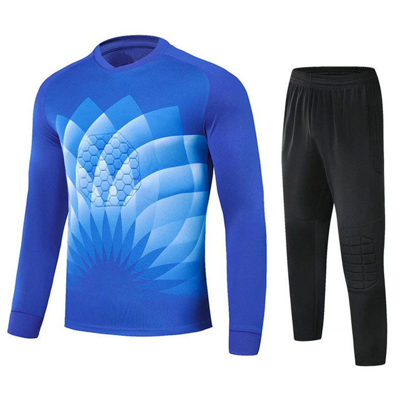 Fiúk Futball Kapusruha Futball Egyenruha Hosszú ujjú Szivacsbetét Felső Nadrág Foci Kapus Foci Sport Edzés Sportruházat