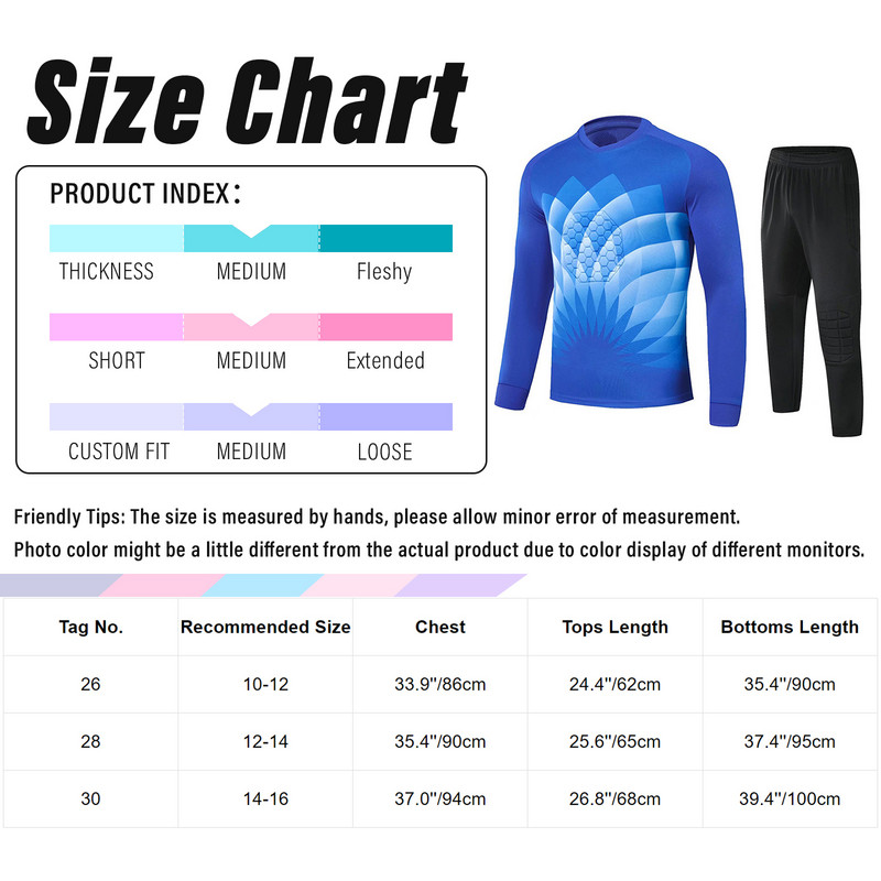 Fiúk Futball Kapusruha Futball Egyenruha Hosszú ujjú Szivacsbetét Felső Nadrág Foci Kapus Foci Sport Edzés Sportruházat