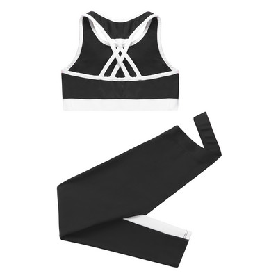 Jóga set pre dievčatá, športové oblečenie s racerback vesta top + nohavice, detské športové oblečenie, detské baletné gymnastické outfity, cvičebný overal