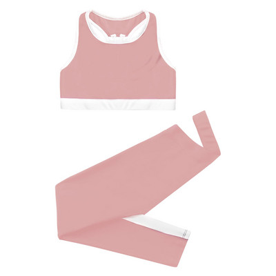 Jóga set pre dievčatá, športové oblečenie s racerback vesta top + nohavice, detské športové oblečenie, detské baletné gymnastické outfity, cvičebný overal