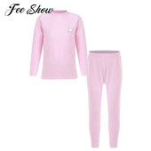 Unisex, djeca, dječaci, djevojčice, ležerna sportska odjeća, prozračno toplo donje rublje, odijelo, termalna majica s printom crtića i dugih rukava, kućna odjeća