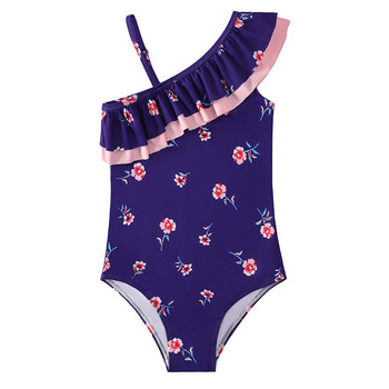 2022 Бански костюми за момичета Едно парче Бански костюми 2-10 години Детски бански костюми Плажно облекло с щампи на цветя Детски дрехи за плуване за момичета