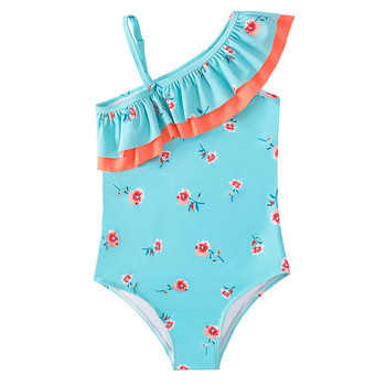 2022 Бански костюми за момичета Едно парче Бански костюми 2-10 години Детски бански костюми Плажно облекло с щампи на цветя Детски дрехи за плуване за момичета