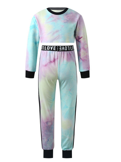 Dječja Djevojka Sportska odjeća s printom na kravatu S kratkim rukavima Majica s kratkim rukavima Hlače s printom slova Dječja gimnastička trenirka