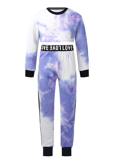 Dječja Djevojka Sportska odjeća s printom na kravatu S kratkim rukavima Majica s kratkim rukavima Hlače s printom slova Dječja gimnastička trenirka