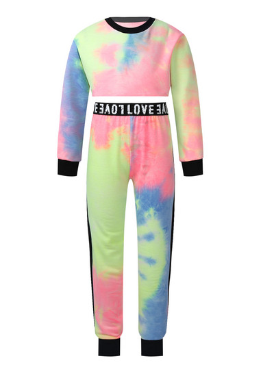 Dječja Djevojka Sportska odjeća s printom na kravatu S kratkim rukavima Majica s kratkim rukavima Hlače s printom slova Dječja gimnastička trenirka