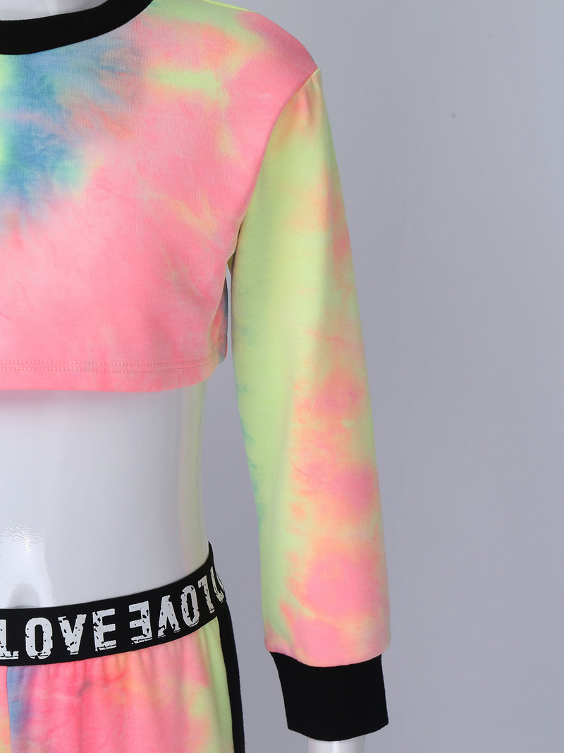 Dječja Djevojka Sportska odjeća s printom na kravatu S kratkim rukavima Majica s kratkim rukavima Hlače s printom slova Dječja gimnastička trenirka