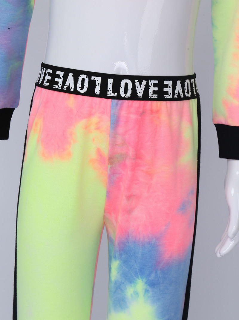 Dječja Djevojka Sportska odjeća s printom na kravatu S kratkim rukavima Majica s kratkim rukavima Hlače s printom slova Dječja gimnastička trenirka