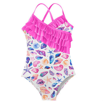 2023 Бански костюми за момичета Едно парче Бански костюми 2-10 години Детски бански костюми Плажно облекло с щампи на цветя Детски дрехи за плуване за момичета