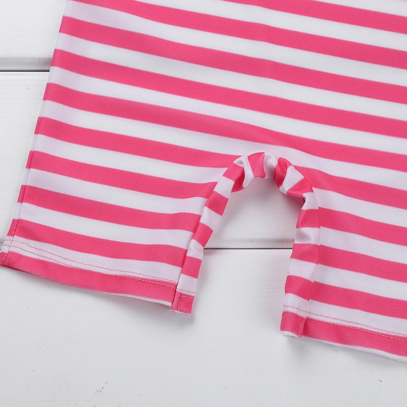 Lapsed, tüdrukud, ühes tükis pikkade varrukatega lööbekaitsed, pingviinimustriga trükitud triibuline ujumistrikoo Väikelaste ujumisriided, tüdrukute beebide ujumistrikoo