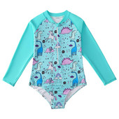 Nyári gyerekek lányok brazil úszó kombiné Fürdőruha hosszú ujjú elülső cipzáras Rajzfilm egyrészes öltönyök strandfürdő Body