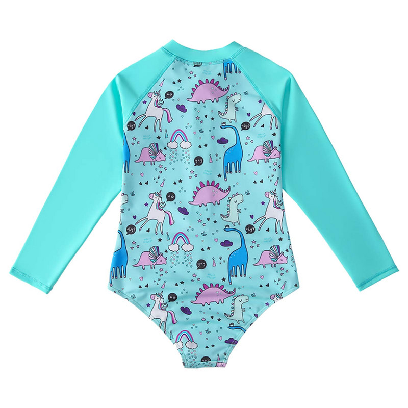 Nyári gyerekek lányok brazil úszó kombiné Fürdőruha hosszú ujjú elülső cipzáras Rajzfilm egyrészes öltönyök strandfürdő Body