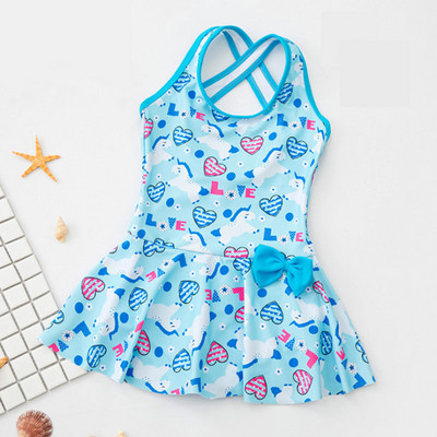 Lányok fürdőruha Gyermek fürdőruha egyrészes úszószoknya bikini gyerekek nyári strandruha mintás fürdőruha