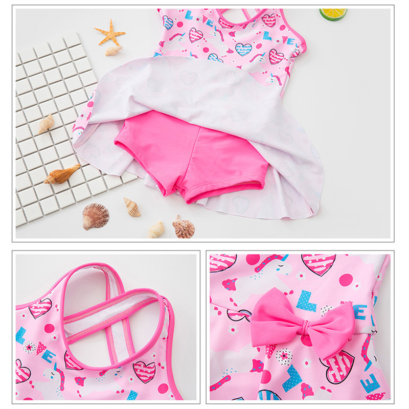 Lányok fürdőruha Gyermek fürdőruha egyrészes úszószoknya bikini gyerekek nyári strandruha mintás fürdőruha