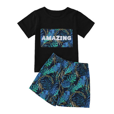 Ljetna ležerna odjeća, dječja, dječačka, ljetna sportska odjeća, kratki rukavi, dizajn majica kratkih rukava i kratkih hlačica za vježbanje, fitnes