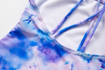 2022 г. Нов бански костюм за момичета Цял бански костюм за момичета Tie Dye Детски бански костюм Голям размер 7-14 години Бански костюм Цял комплект