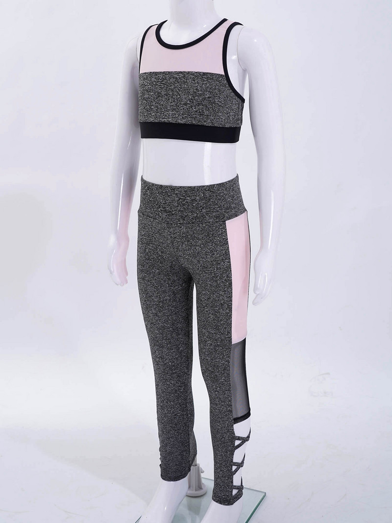 4–16 gadu vecuma meitenēm sporta tērpi, bērnu vingrošana, deju apģērbu komplekti, topi bez piedurknēm, sporta joga, skriešanas treniņi, legingi, sporta apģērbi