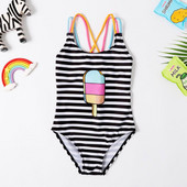 Νέο 2019 Baby Girls Swimwear 3~8Y Girls μαγιό μονοκόμματο Παιδικό μαγιό Strips Swimsuit for Kid Girls Beach-SW412