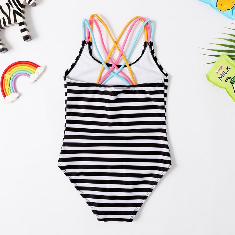 Νέο 2019 Baby Girls Swimwear 3~8Y Girls μαγιό μονοκόμματο Παιδικό μαγιό Strips Swimsuit for Kid Girls Beach-SW412