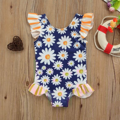 Jaunākie ieradušies Toddler Jaundzimušais Baby Girls Shell Print Peldkostīms Peldkostīms Bikini Pludmales apģērbs peldkostīms 0-3T