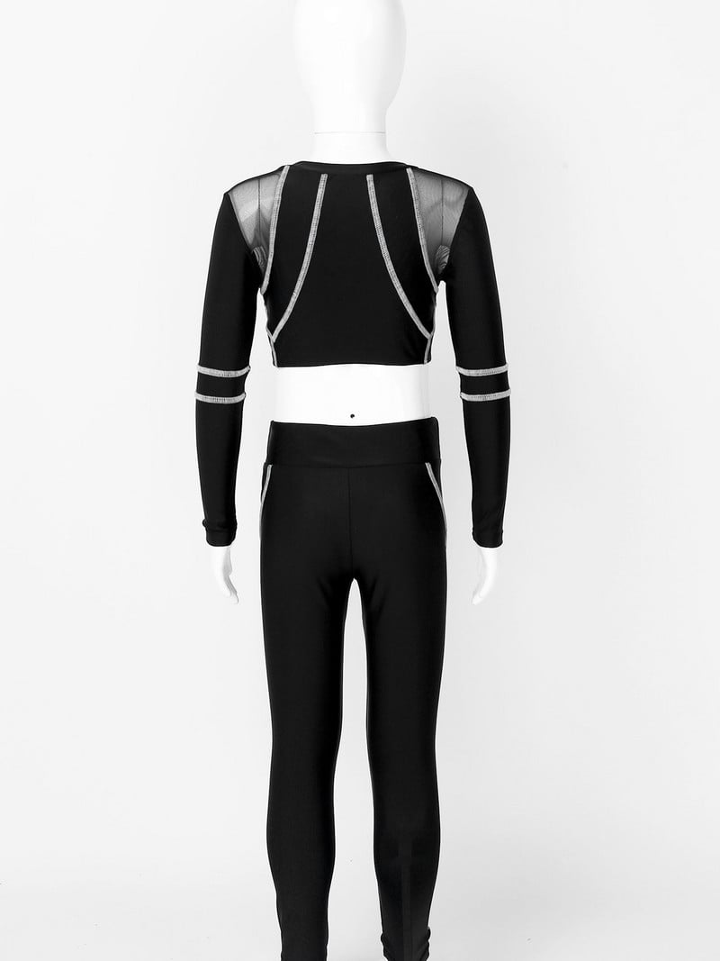 Dječja proljetna odjeća Novi stil Moda za vježbanje Yoga Running Outfit dugih rukava Patchwork Top s tajicama Sportska odjeća za djevojčice