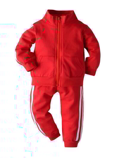 Kisgyermek lányok fiúk uniszex tavaszi sport öltöny álló gallér hosszú ujjú cipzárral zárható kardigán kabát felső nadrág szett futóedzőhöz