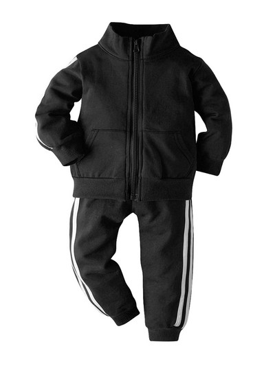 Kisgyermek lányok fiúk uniszex tavaszi sport öltöny álló gallér hosszú ujjú cipzárral zárható kardigán kabát felső nadrág szett futóedzőhöz