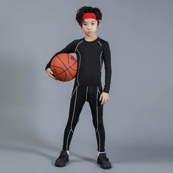 Детски дълги гащи Детско термобельо Ново облекло Бельо от две части О-образно деколте Детски комплект пижами Баскетбол
