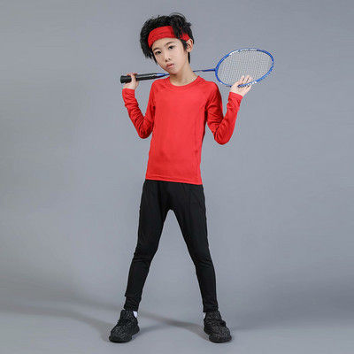 Vaikiški ilgi Johns vaikų terminiai apatiniai Nauji drabužiai dviejų dalių apatiniai O formos kaklo vaikiškų pižamų rinkinys Krepšinis