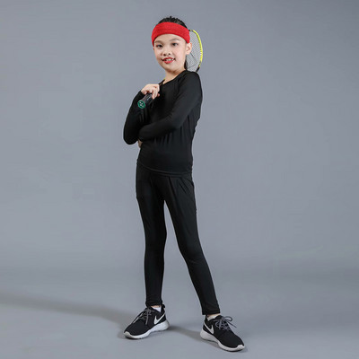 Vaikiški ilgi Johns vaikų terminiai apatiniai Nauji drabužiai dviejų dalių apatiniai O formos kaklo vaikiškų pižamų rinkinys Krepšinis