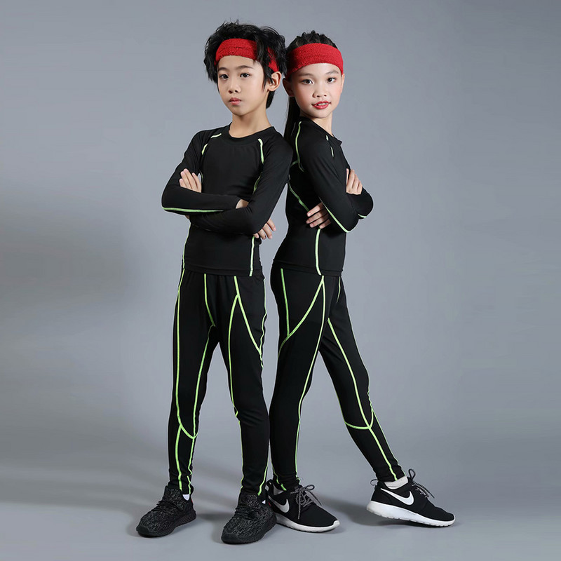 Vaikiški ilgi Johns vaikų terminiai apatiniai Nauji drabužiai dviejų dalių apatiniai O formos kaklo vaikiškų pižamų rinkinys Krepšinis