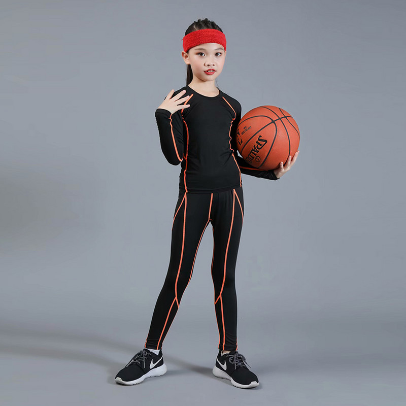 Vaikiški ilgi Johns vaikų terminiai apatiniai Nauji drabužiai dviejų dalių apatiniai O formos kaklo vaikiškų pižamų rinkinys Krepšinis