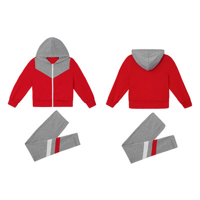 Gyerek lányok kétrészes szett ruha őszi gyerekek sport tréningruha kapucnis kapucnis elöl cipzáras felsők és nadrág szett alkalmi sportruházat