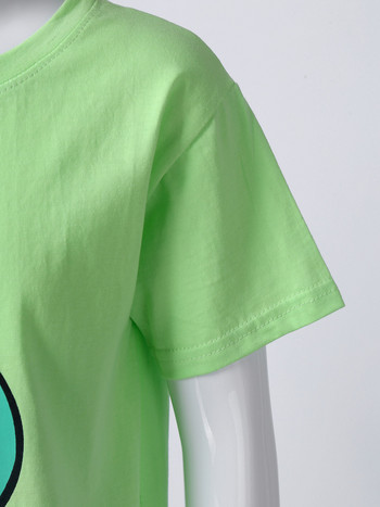 Παιδική Κοριτσίστικη Καλοκαιρινή στολή Κοντό μανίκι Λεμόνι Χαριτωμένο μπλουζάκι παντελόνι με ρίγες στο πλάι και στο πλάι Παντελόνι αθλητικής φόρμας που αναπνέει Σετ 2τμχ