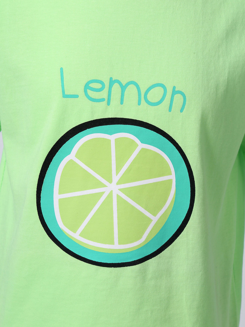 Gyerek lányok nyári ruha rövid ujjú citrommintás aranyos póló felső és oldalsó csíkos nadrág légáteresztő tréningruha nadrág 2db szett