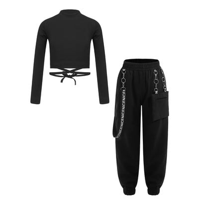 Tipegő Utcai Jazz Táncjelmezek Gyerekek Lányok Alkalmi hosszú ujjú Crop Top derékközép nadrággarnitúra Edzőruha tréningruha