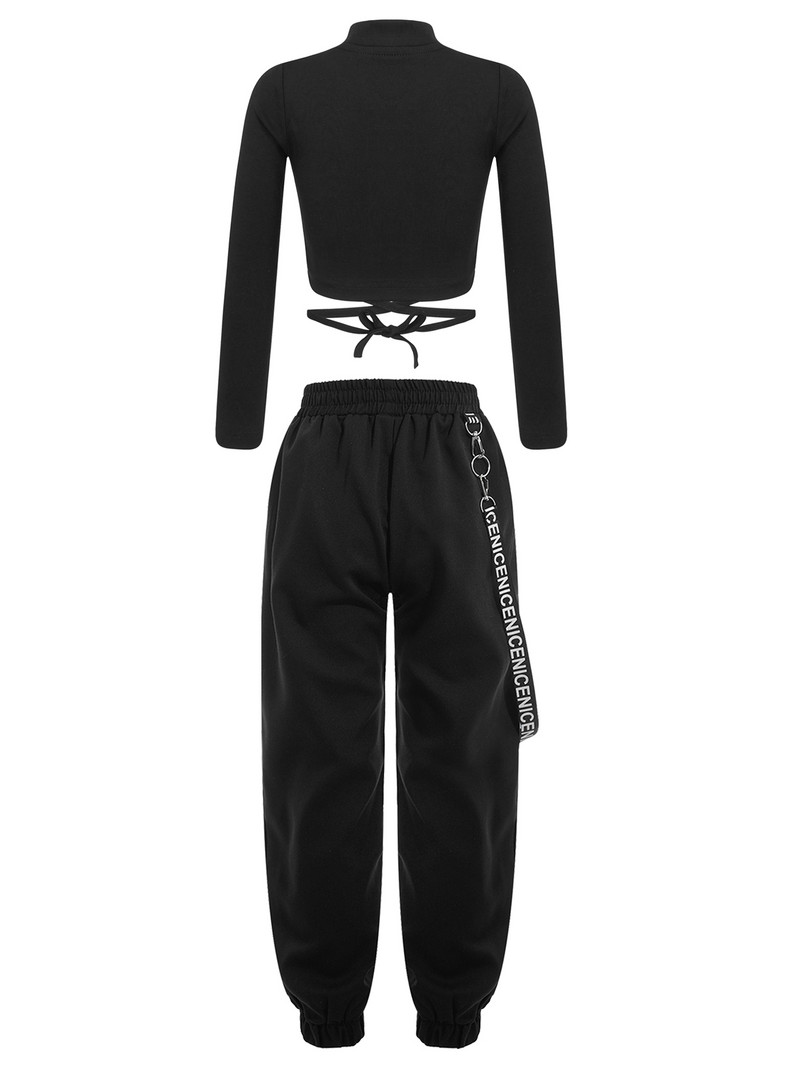Tipegő Utcai Jazz Táncjelmezek Gyerekek Lányok Alkalmi hosszú ujjú Crop Top derékközép nadrággarnitúra Edzőruha tréningruha