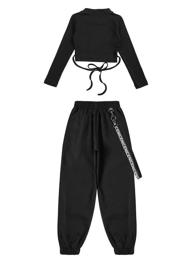 Tipegő Utcai Jazz Táncjelmezek Gyerekek Lányok Alkalmi hosszú ujjú Crop Top derékközép nadrággarnitúra Edzőruha tréningruha