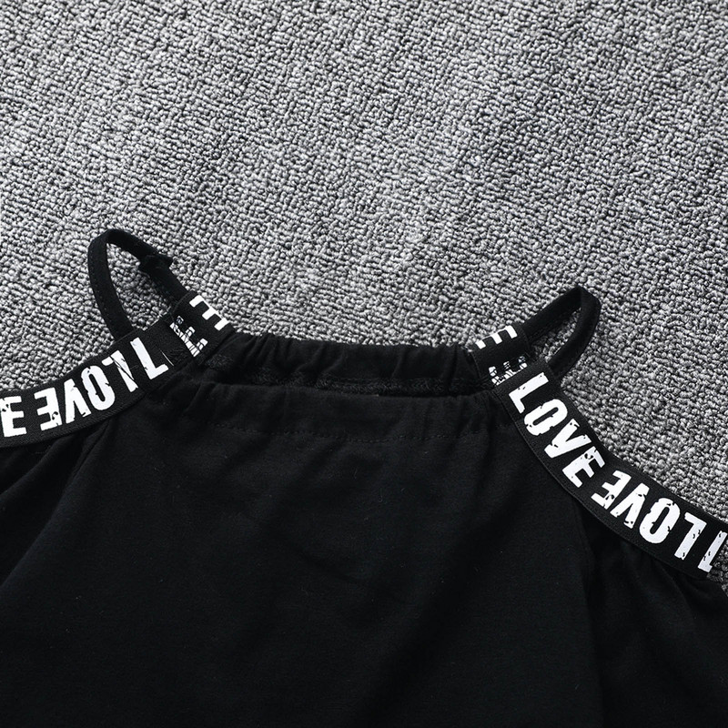 2 db Felszerelés Gyerek Lányok Nyitott váll Hosszú ujjú Betűk Nyomtatott Crop felső Magas derekú Nadrág Nadrág Futótánc Sportruha