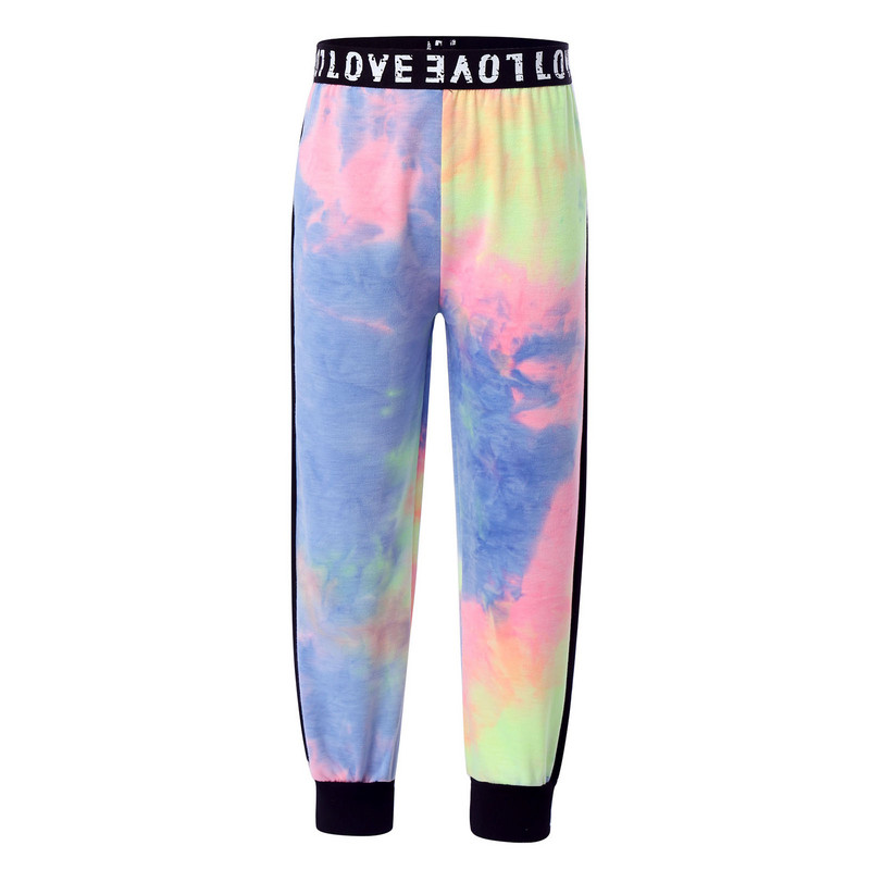 Pavasara tērpi pusaudžiem Krāsains apdrukas sporta tērps ar garām piedurknēm apgriezts tops + bikšu komplekts bērniem skriešanas treniņtērps treniņu apģērbs