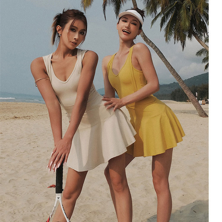 Tennisekleit Naistele Varrukateta Spordiülikonnad Treening Jooksmine Fitness Lühikesed skortsid Golf Sulgpall Spordidressid Polsterdatud joogaseelikud