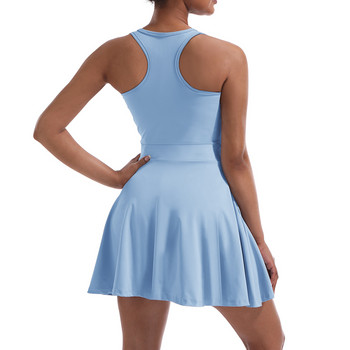 CUGOAO Дамска спортна тенис рокля Мека високоеластична рокля за голф Бързосъхнещи фитнес шорти Комплект от 2 бр. Женско спортно облекло за бадминтон