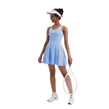 CUGOAO Дамска спортна тенис рокля Мека високоеластична рокля за голф Бързосъхнещи фитнес шорти Комплект от 2 бр. Женско спортно облекло за бадминтон