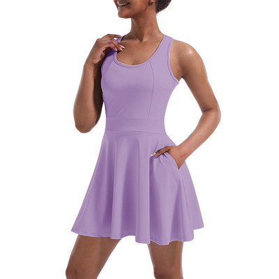 CUGOAO naiste sportlik tennisekleit, pehme kõrge elastsusega golfikleit, kiirelt kuivav fitnesspüksid, 2tk, naiste sulgpallispordirõivad