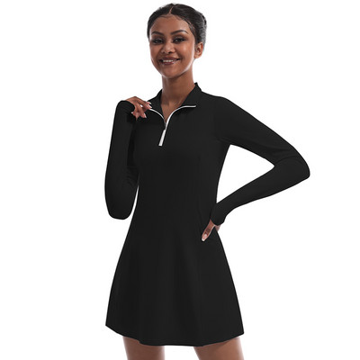 CUGOAO Fashion 2PC tenniseülikond lühikeste pükstega naistele pikkade varrukatega soliidsed sulgpalli golfikleidid, naiste spordirõivad