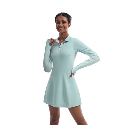 CUGOAO Fashion 2PC tenniseülikond lühikeste pükstega naistele pikkade varrukatega soliidsed sulgpalli golfikleidid, naiste spordirõivad