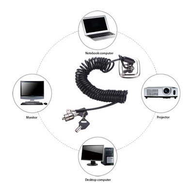 7 * 4 mm-es zárfurat univerzális bővíthető rugós kötél acél kábel kulcsos számítógépzár